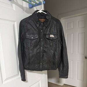 Women’s Black Leather Harley Davidson Jacket